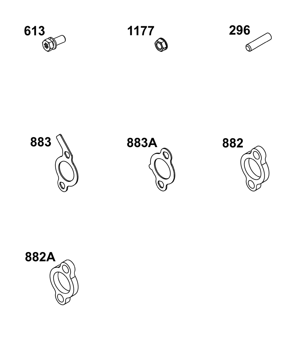 Muffler Mounting Hardware Diagram and Parts List for  Briggs and Stratton Engine